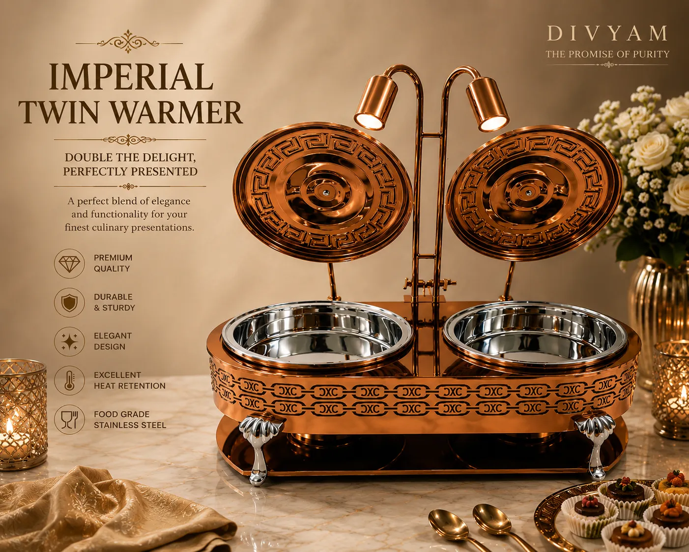 Imperial Twin Warmer — Royal Buffet Presentation by D I V Y A M®